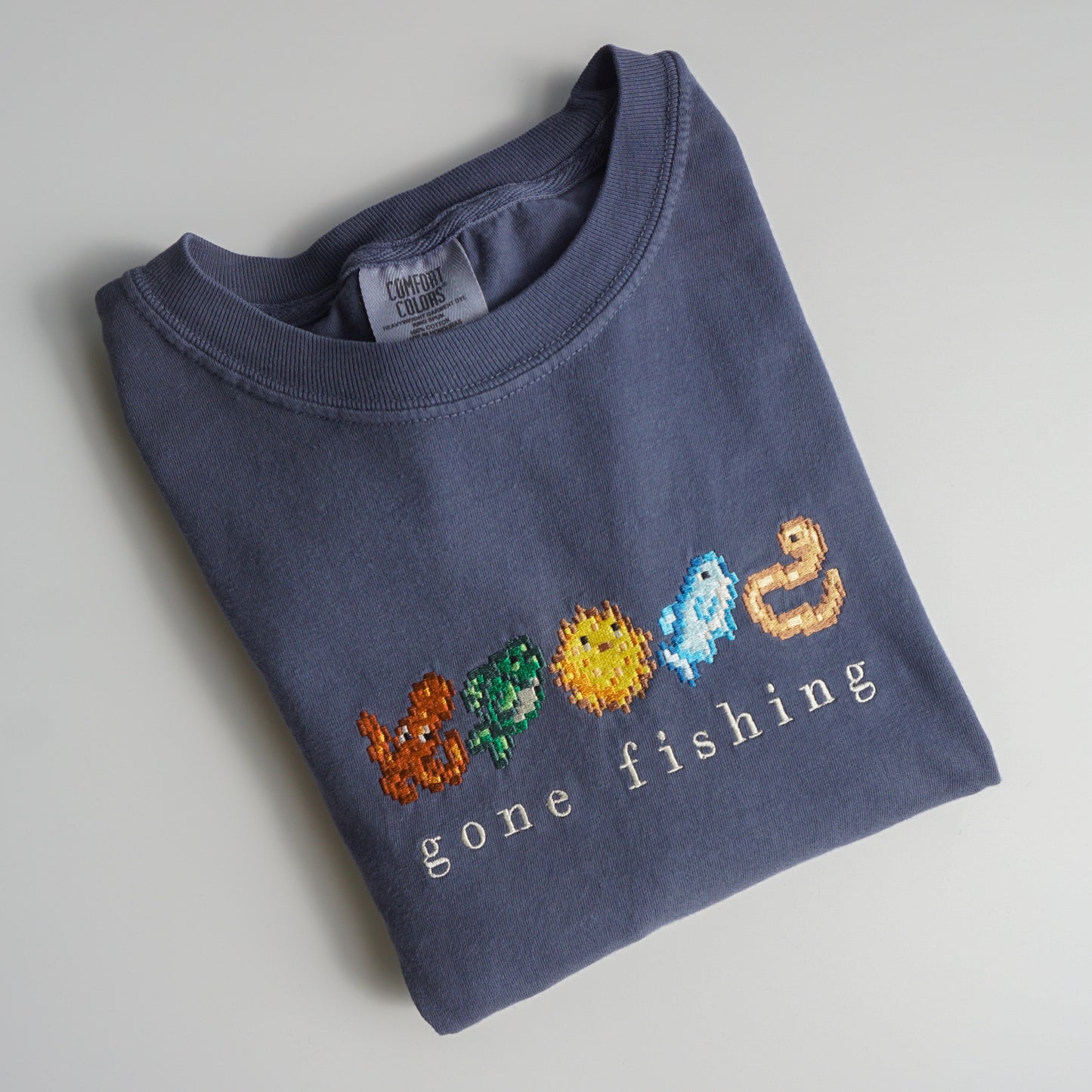 Gone Fishing Stardew Valley Embroidered Shirt